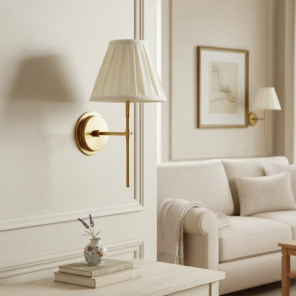 Cremaris Metal Wall Light with Fabric Shade - Timeless Sconce for Interior Lighting KL1973