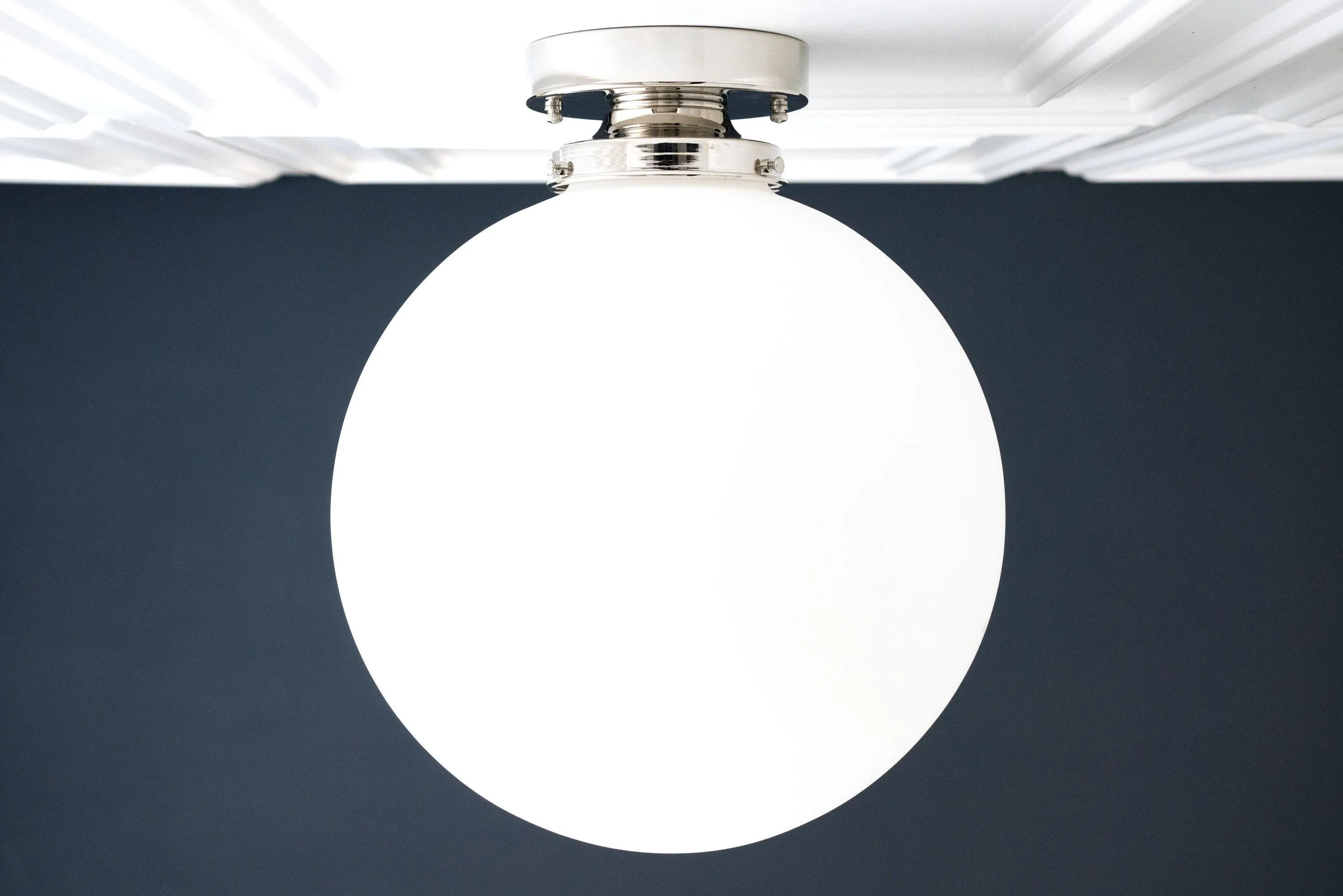 Glorica Glass 12 Inch Globe Ceiling Light - Frosted Glass Art Deco Pendant And Flush Mount KL1486