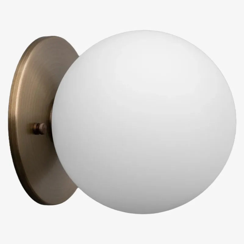 Glorica Glass Brass Wall Sconce - Frosted Globe Classic Light For Warm Ambiance KL1509