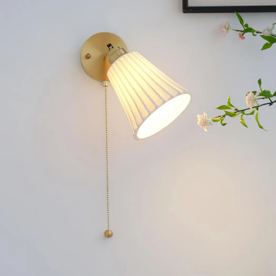Modern Pull Cord Metal Ceramics Indoor Wall Lamp for Bedroom KL717