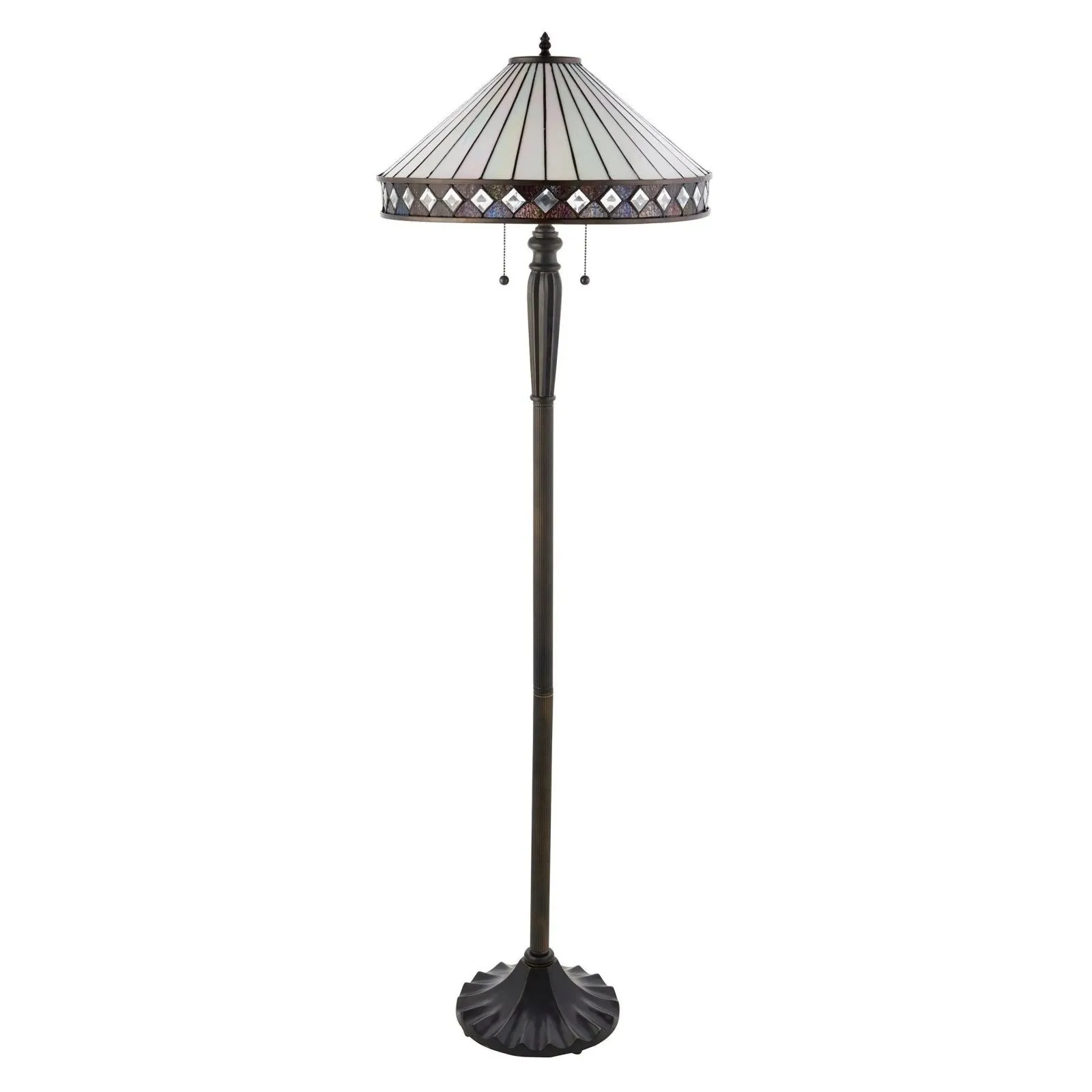 TF Fargo Geometric Stained Glass Table and Floor Lamp - Vintage Art Deco Lamp for Living Room KL1963