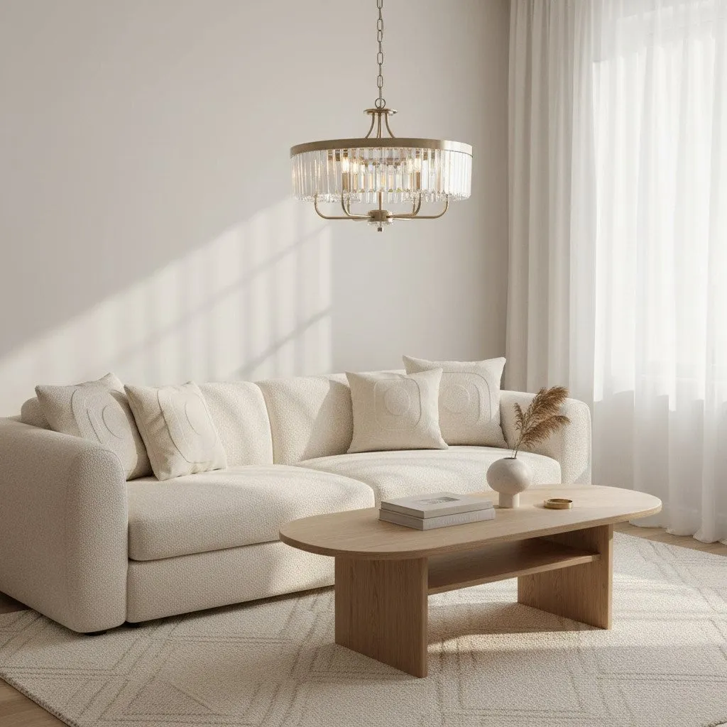 Beveline 6 Light Round Pendant - Cut Glass Shades Elegant Metal Frame for Dining Kitchen Island KL1823