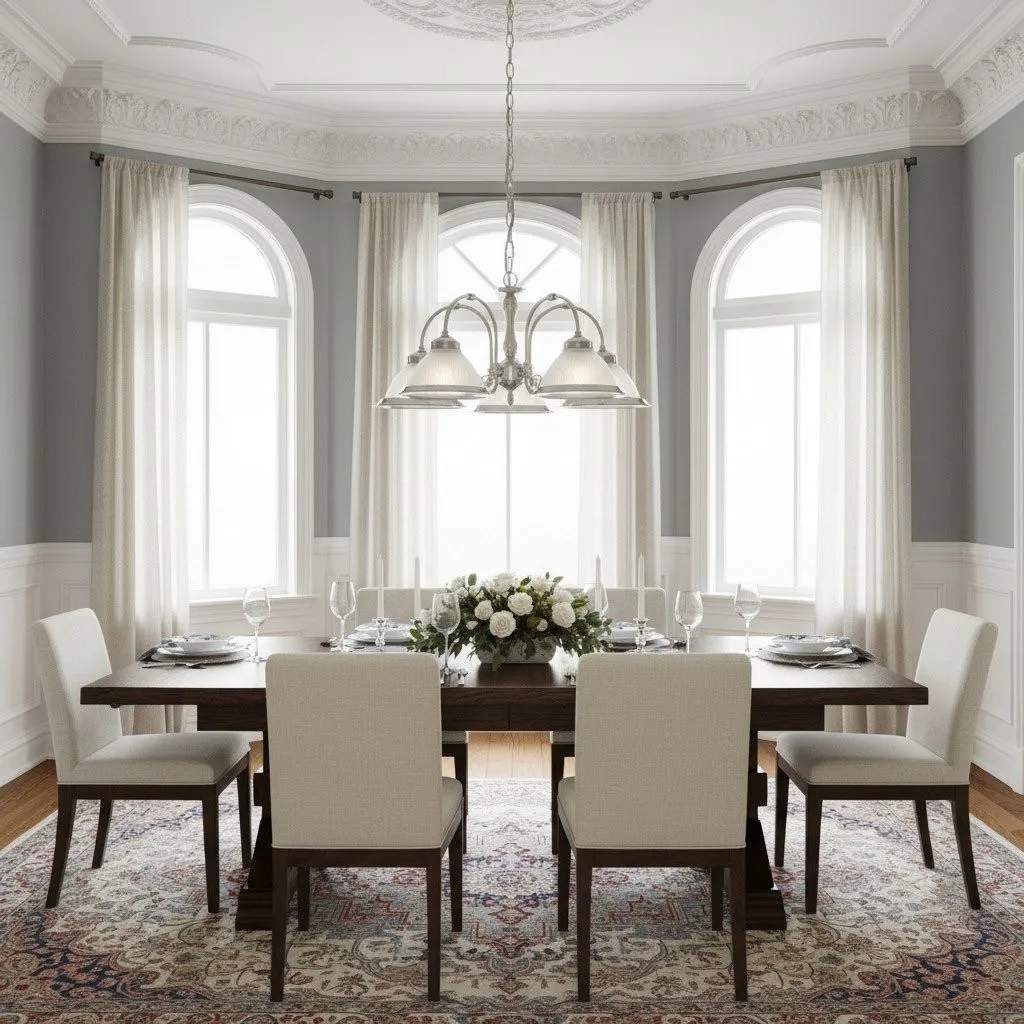 TF Vintora Ribbed Glass Pendant Light - Elegant Metal Trim for Kitchens, Dining Areas and Hallways KL1978
