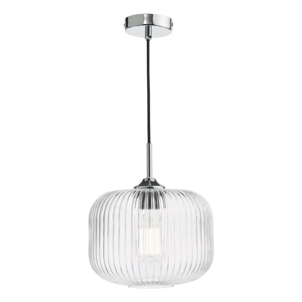 Demarius 1 Light Ribbed Glass Pendant Lamp