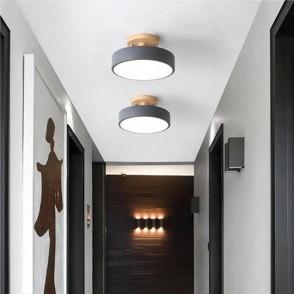 Scandinavian Design Round Wooden Ceiling Light KL37