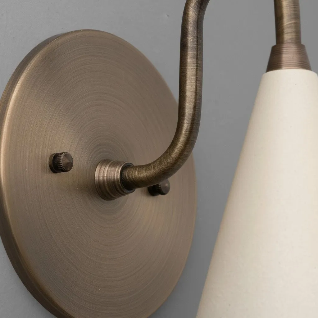 Curva Metal Cone Shade Sconce - Vintage Brass Wall Light for Entryway or Stairwell KL1720
