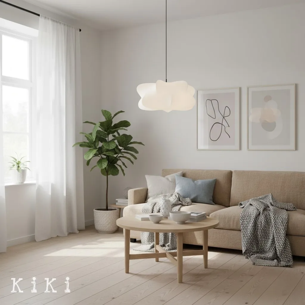 Lunaveo Elegant Silk Pendant Light - Modern Cloud Pendant Light for Living Room KL356