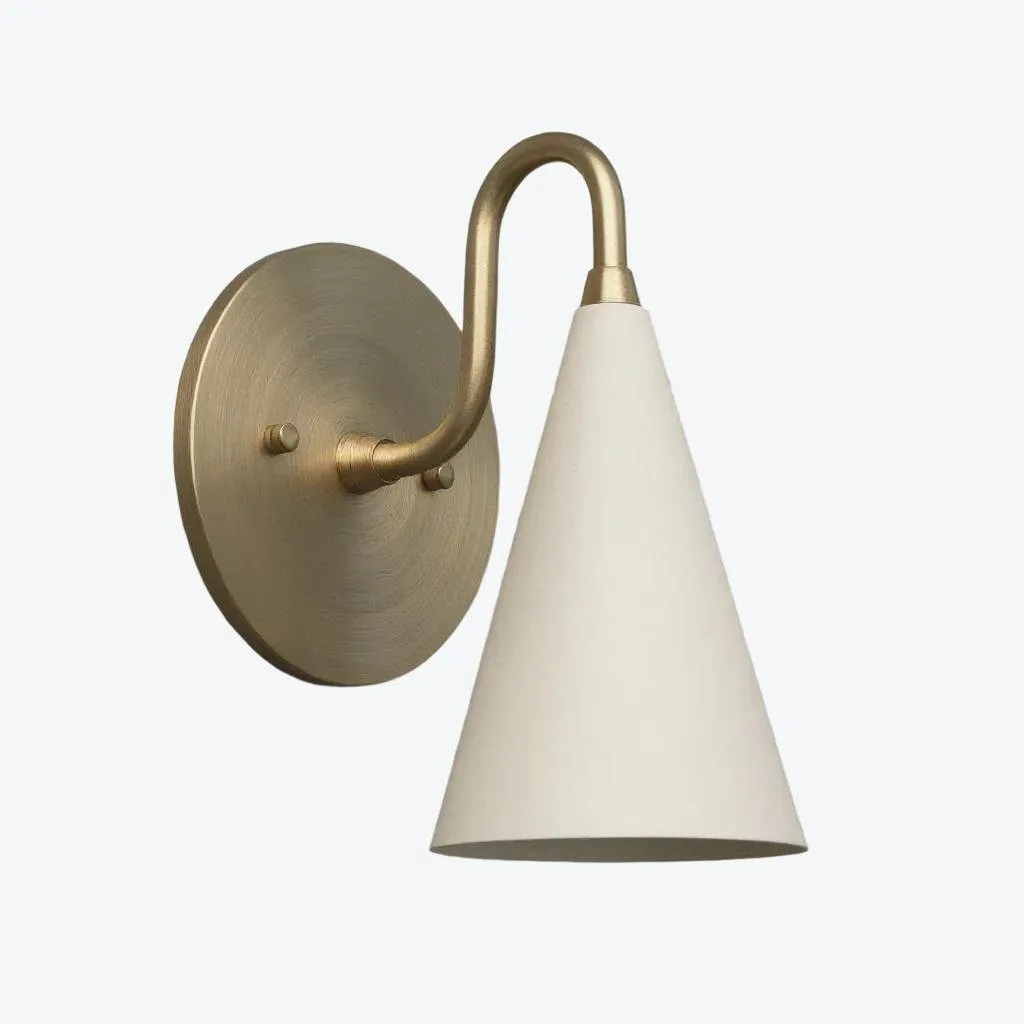 Curva Metal Cone Shade Sconce - Vintage Brass Wall Light for Entryway or Stairwell KL1720