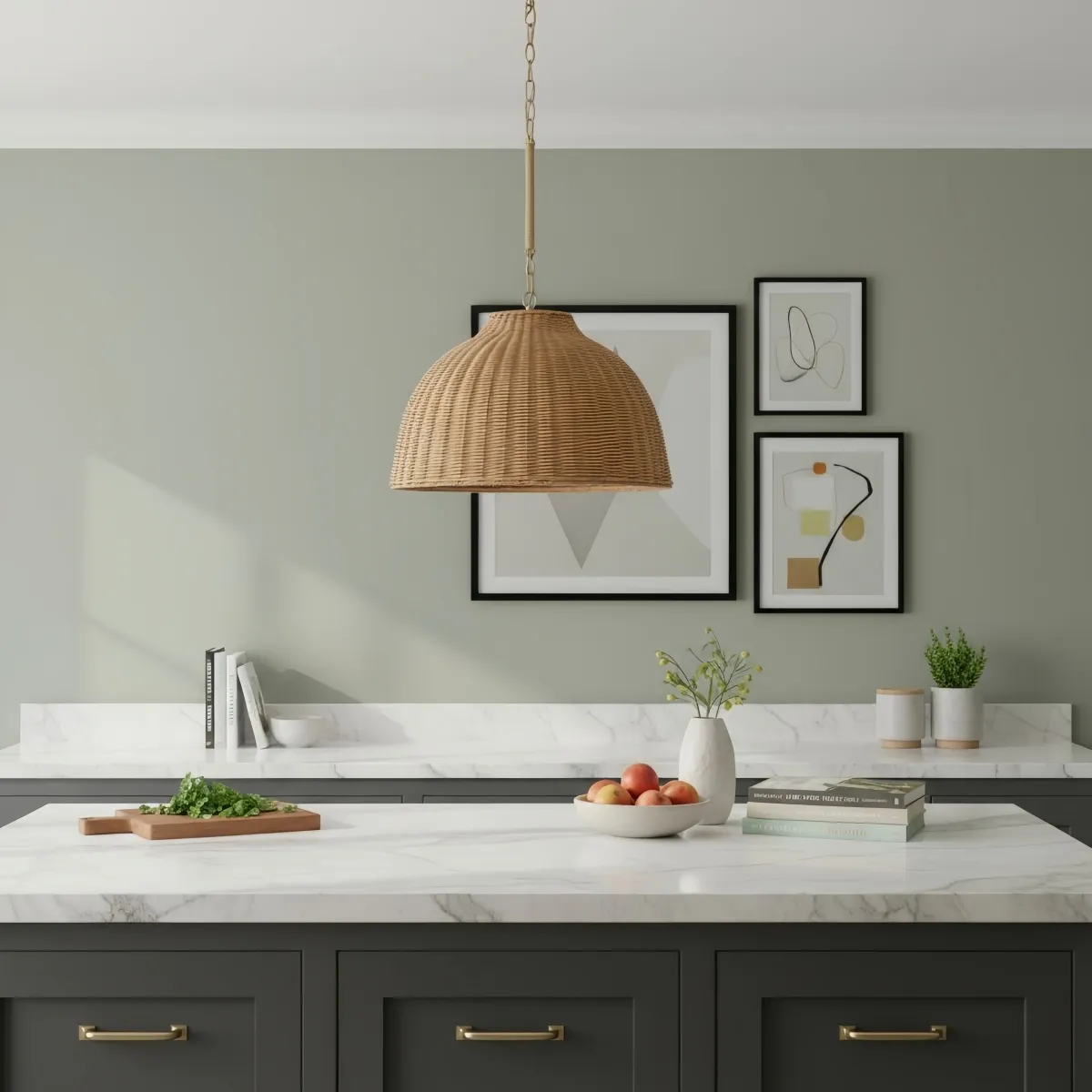 Welanery Dome Pendant Light - Modern Rattan Shade Lamp for Dining Room KL2391