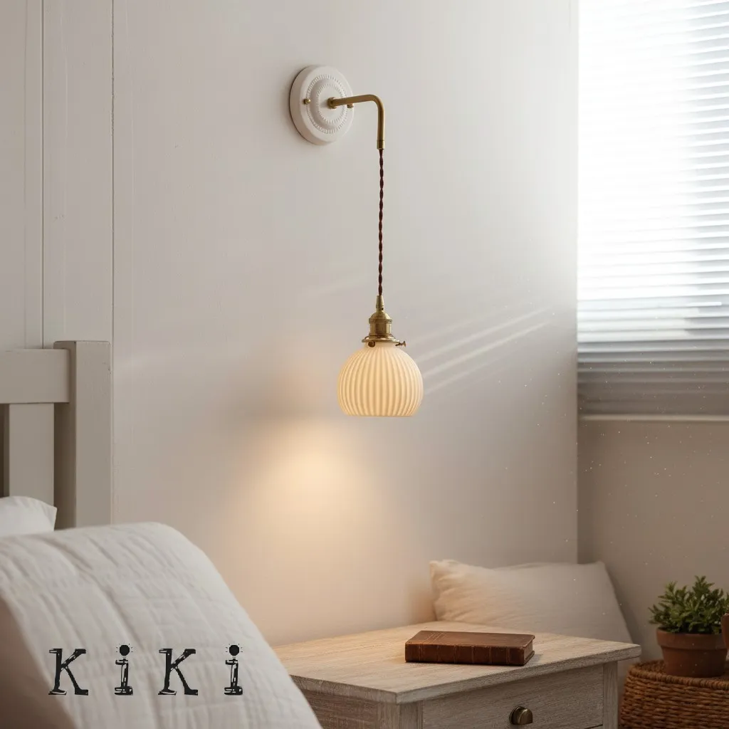 Elegant Ceramic Brass Wall Sconce – White Ceramic Shade with Brass Accent KL1542