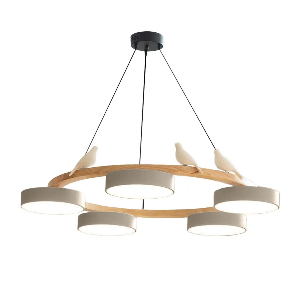 Nordic Wooden Bird Creative Round Chandelier KL775