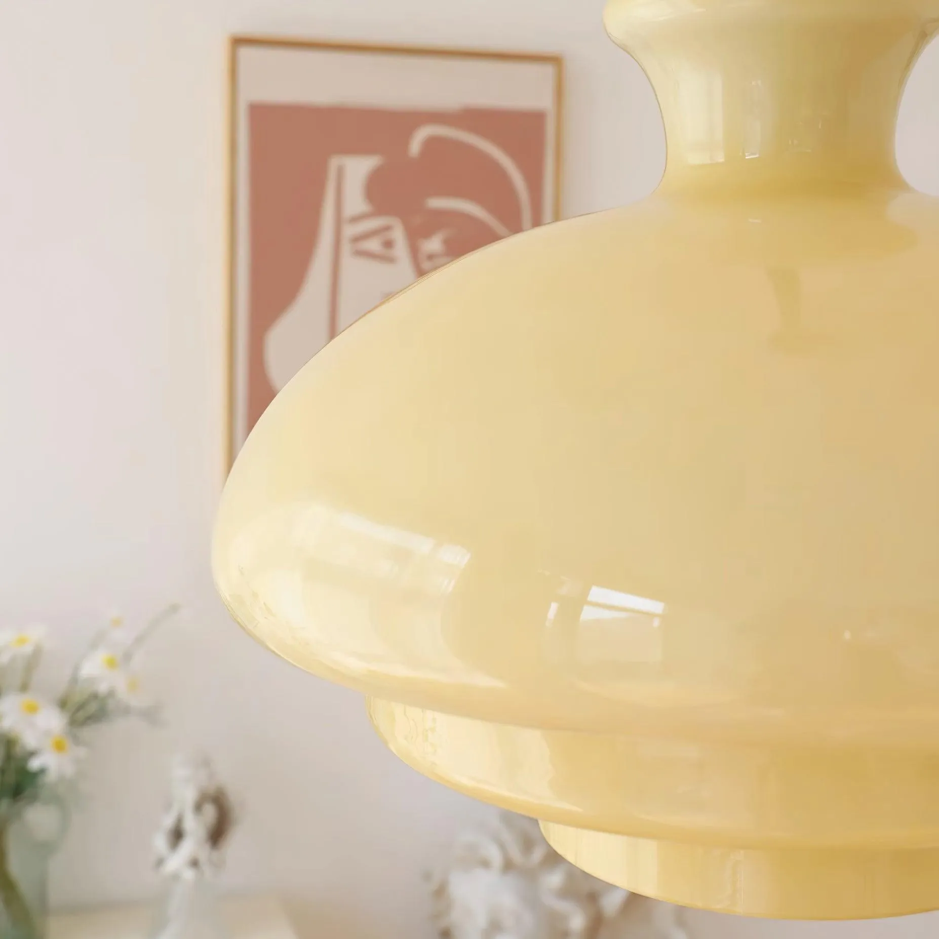 Round Yellow Stylish Simple Glass Pendant Lamp KL558
