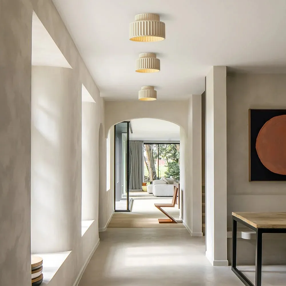 Cream Style Resin Bowl Flush Mount Ceiling Light KL118