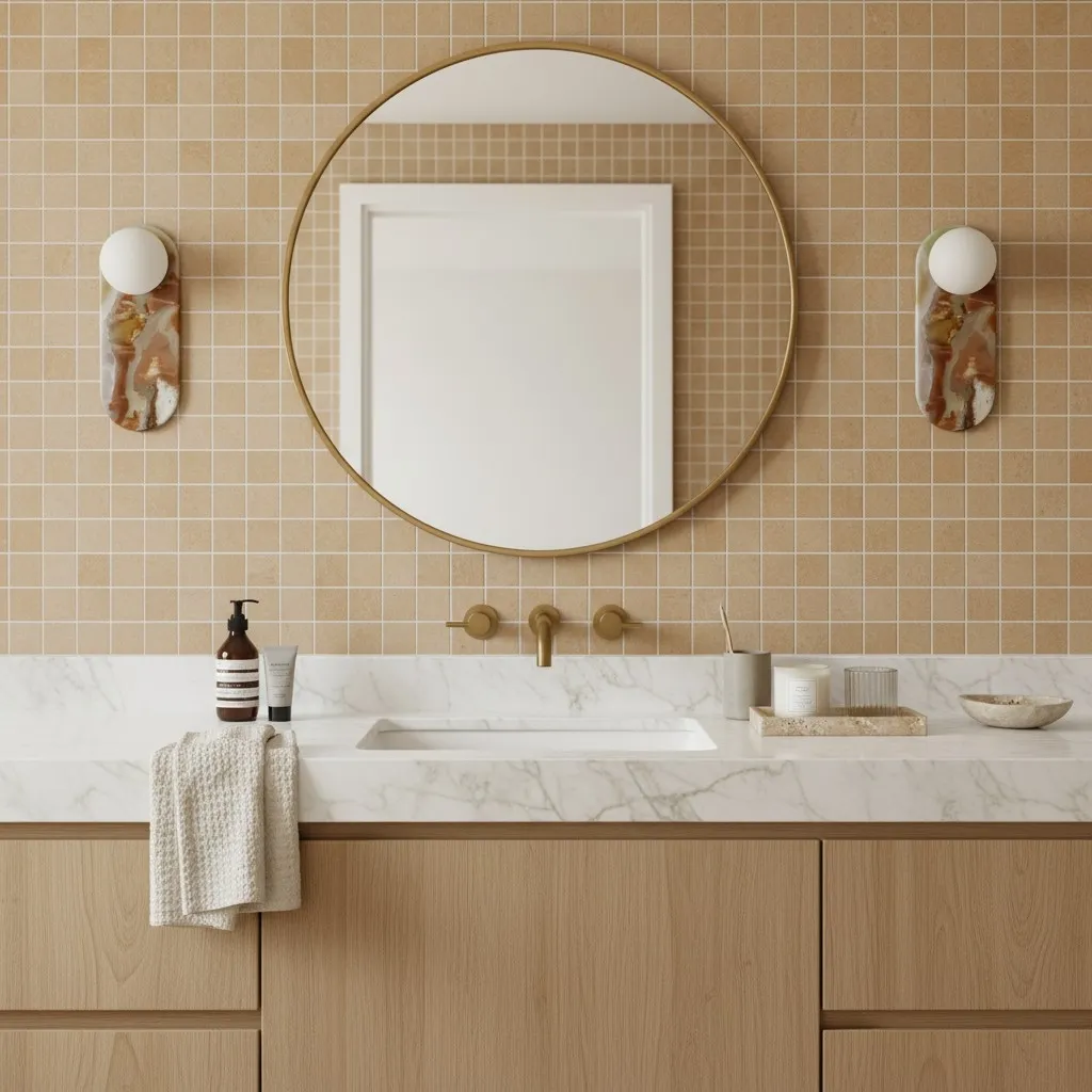 Vinbrea Stone Wall Lamp Organic Texture - Mid-Century Accent Light for Bedroom and Hallway KL2390