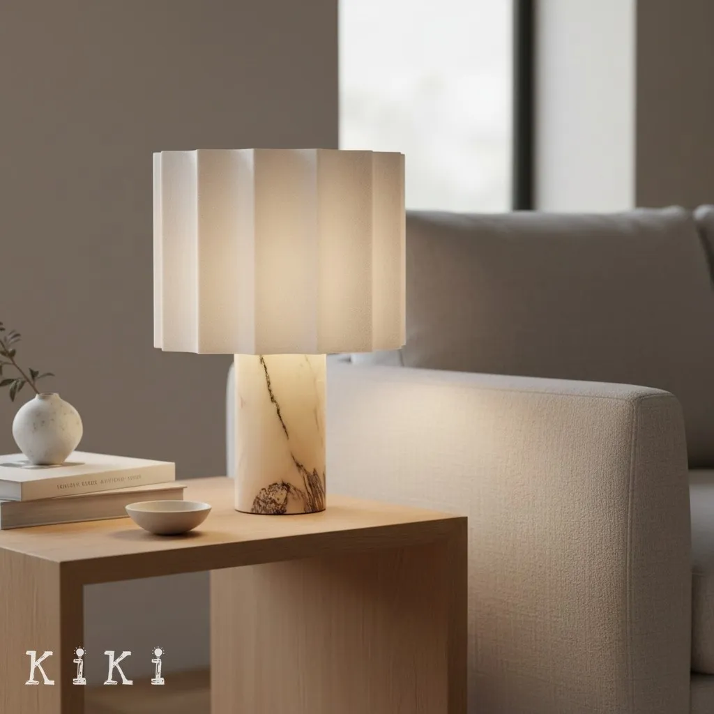 Cavilon Fan Shaped Linen Table Lamp - Modern Lighting for Living Room Decor KL2037