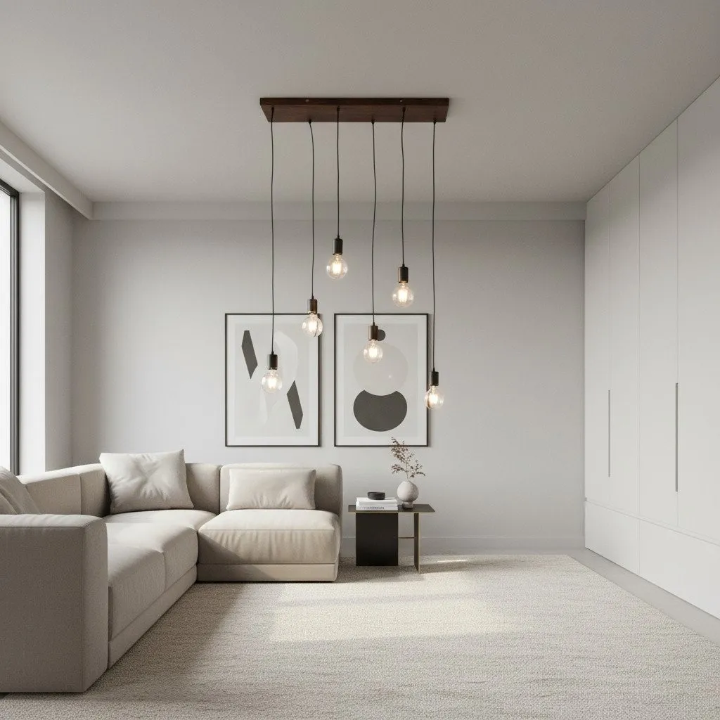 Vornix 6-Light Linear Pendant - Timber Beam Modern Industrial Fixture for Kitchen Island Dining Room KL1804