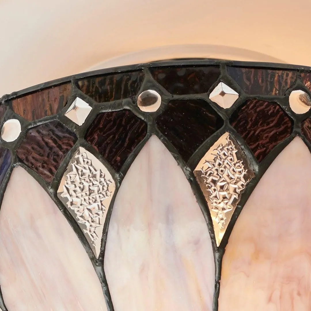 TF Brooklyn Tiffany Semi-flush Ceiling Light - Geometric Glass Shade for Hallways or Living Rooms KL2000