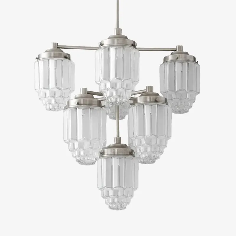 Tierlux Glass Textured Brass Chandelier – Timeless Lighting with Style KL1479