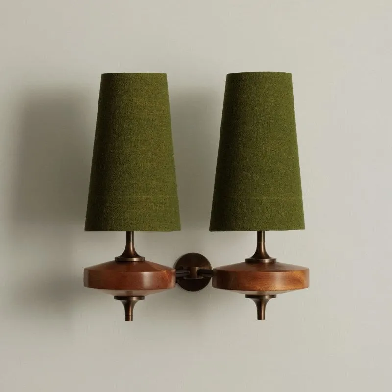 Hour Retro Fabric Shade Wall Sconce – Mid-Century Inspired For Vanity or Bedside KL1176