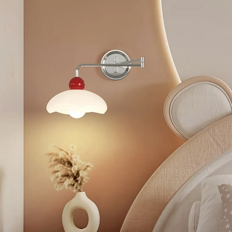 Modern Cream Chrome Swing Arm Wall Light KL162