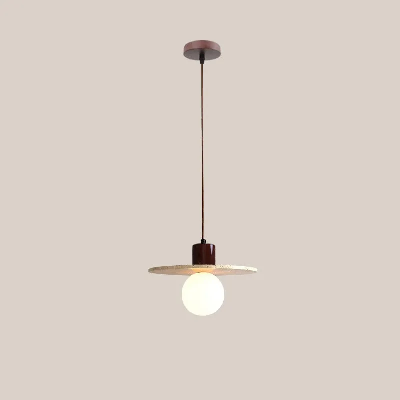 Traditional Japanese Travertine Wood Pendant Lamp KL710