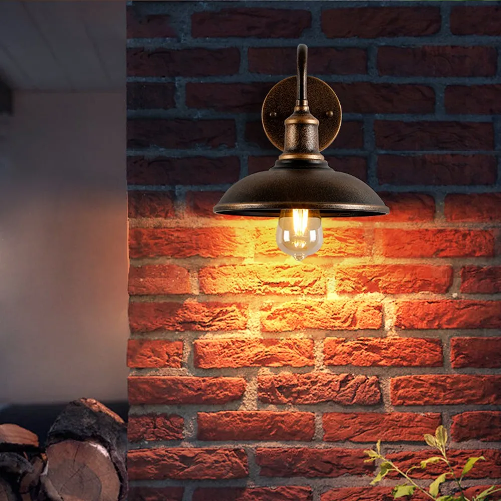 Retro Industrial Bowl Shaped Outdoor Waterproof Wall Light KL810