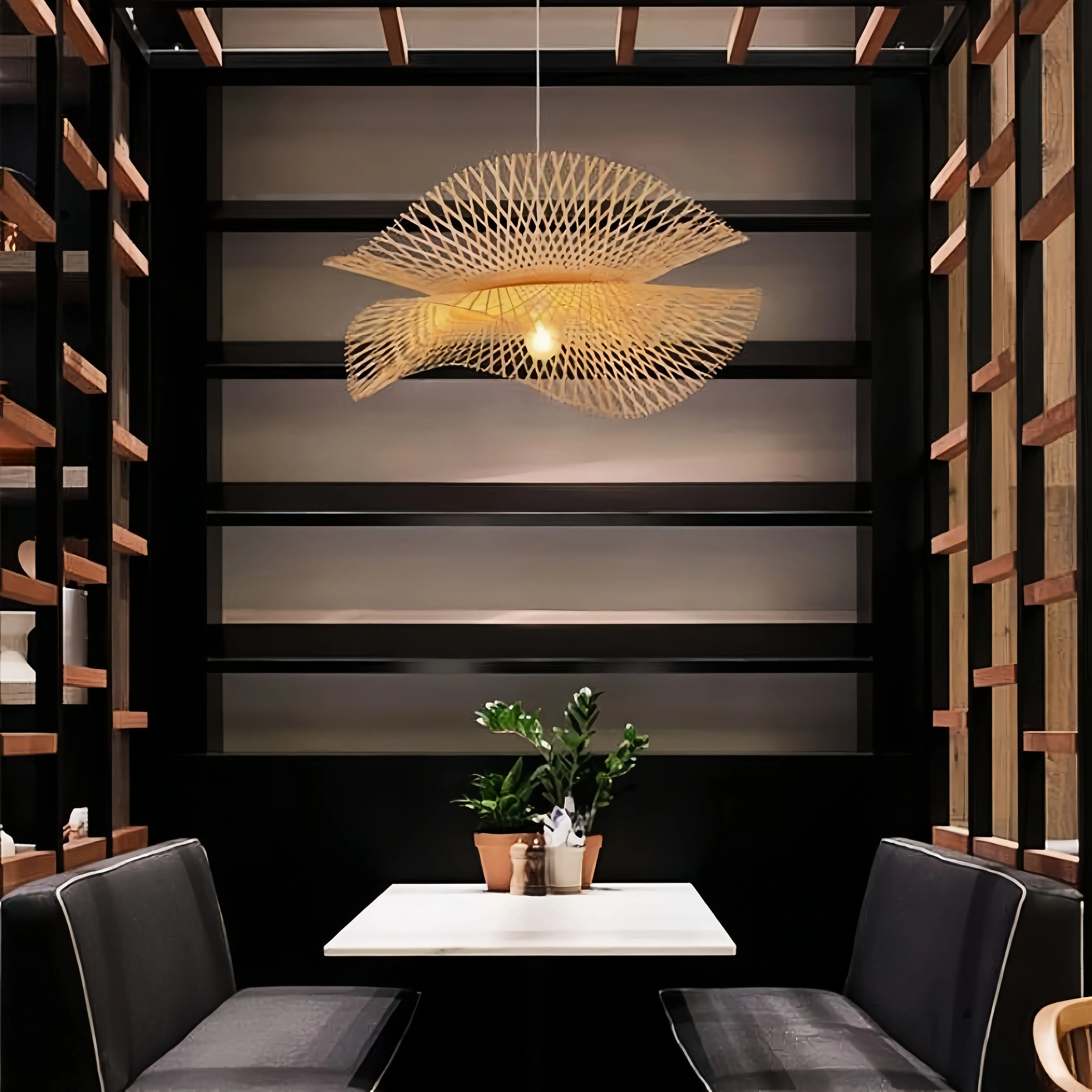 Bamboo Woven Lotus Pendant Light