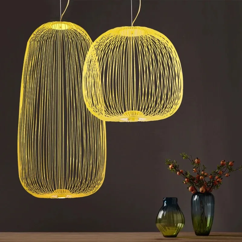 Metal Frame Spokes Pendant Light - Airy Wire Design Lighting for Kitchen Island