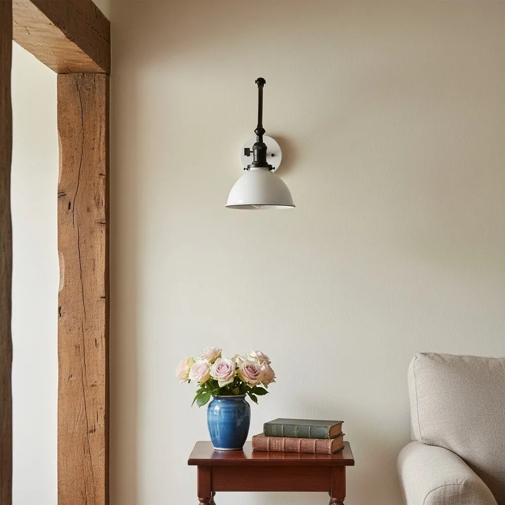 Conique Metal Vintage Industrial Swing Arm Wall Lamp - Adjustable Dome Shade for Study KL1440