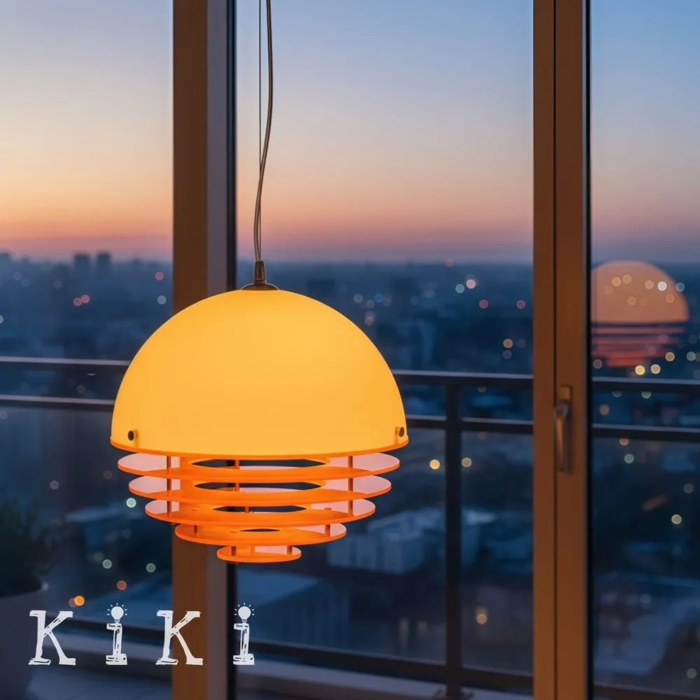 Sunset Pendant Light - Medieval Bauhaus Orange Orb Pendant Light KL880