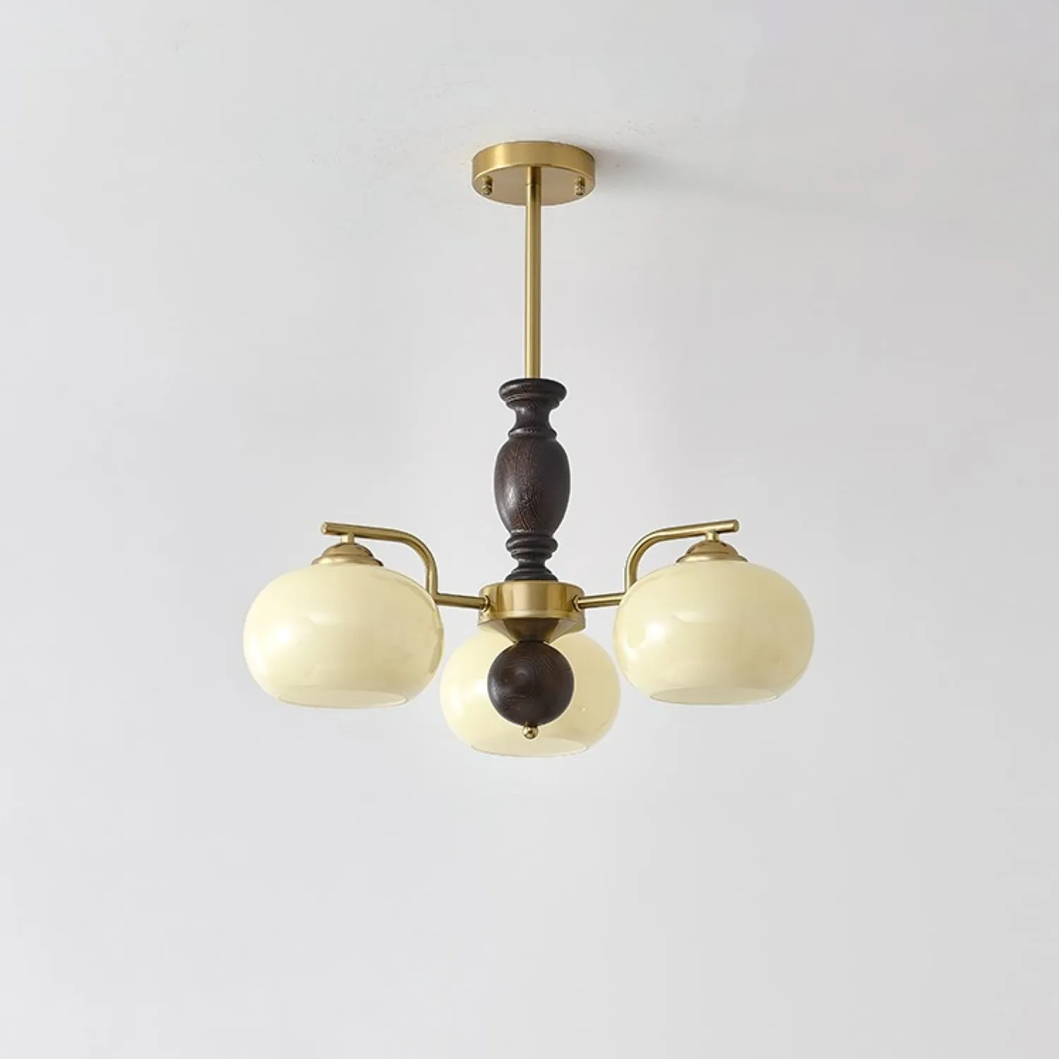 Medieval Style Walnut Beige Orb Chandelier KL750