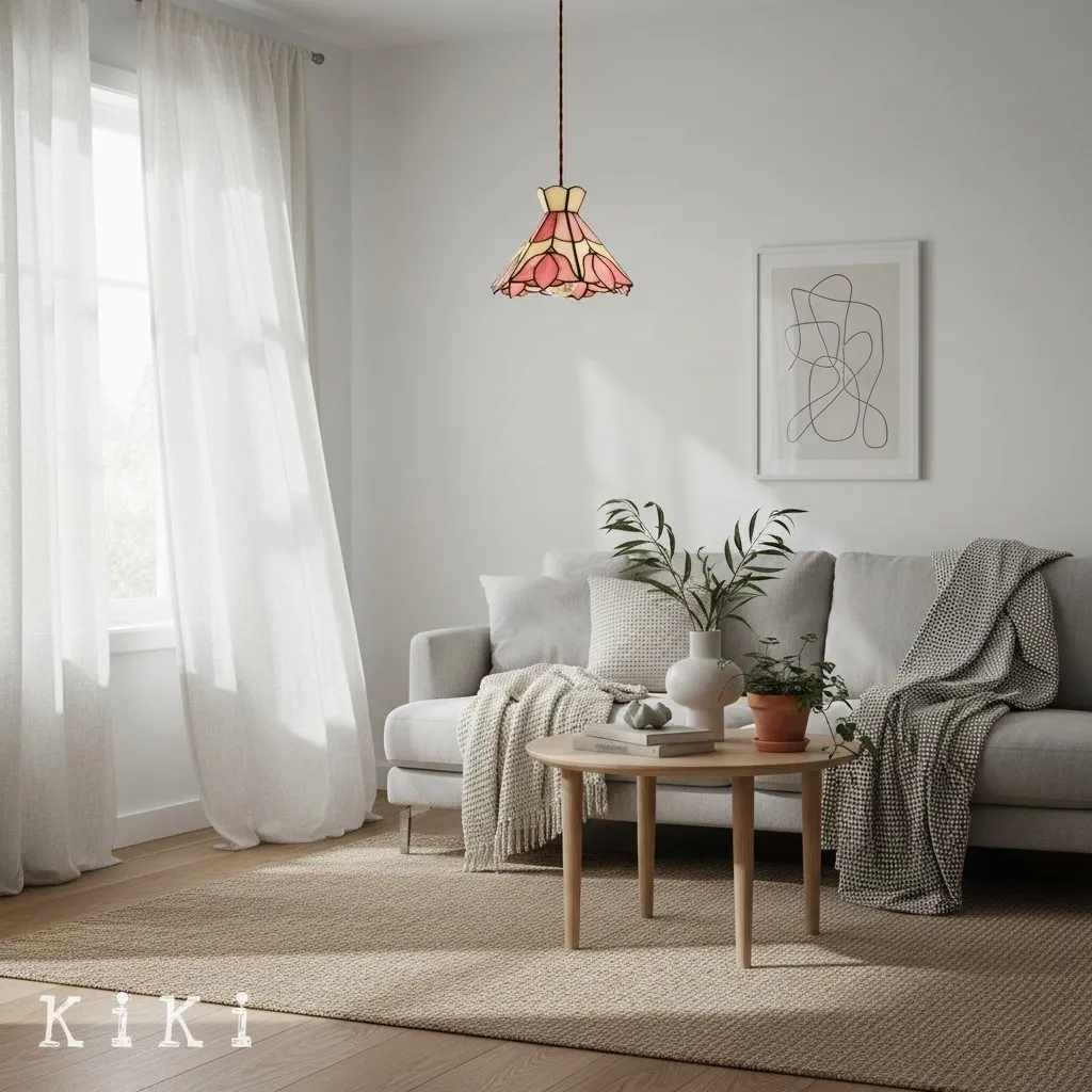 Sevra Decorative Glass Metal Pendant Light - Floral Pendant Lamp for Kitchen Island and Entryway KL2125