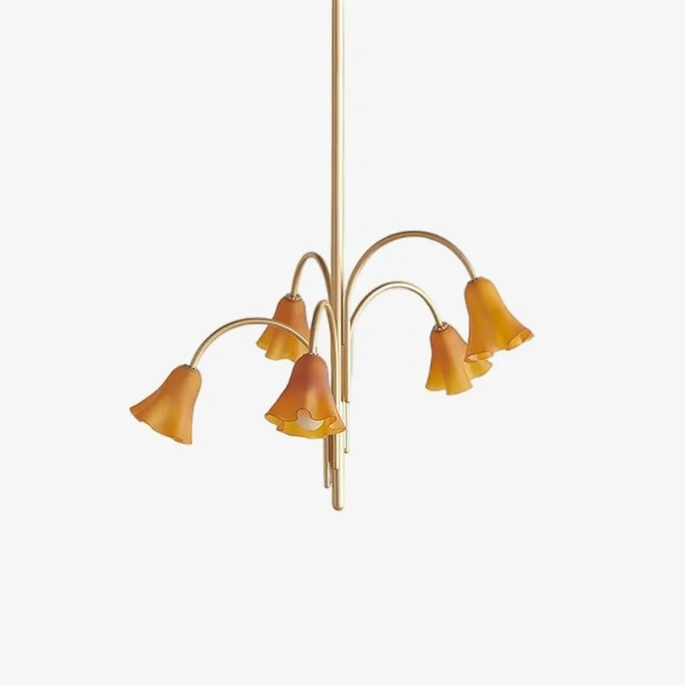 Bellina Modern Romantic Chandelier - Botanical Lily Design with Glass Flowers KL1449