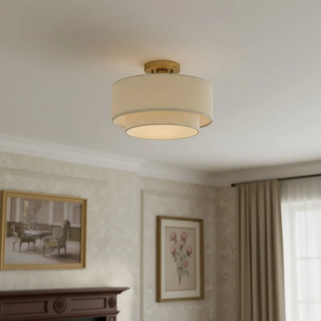 Lumeris Fabric Layered Drum Ceiling Lamp - Modern Indoor Lighting for Home Spaces KL2353