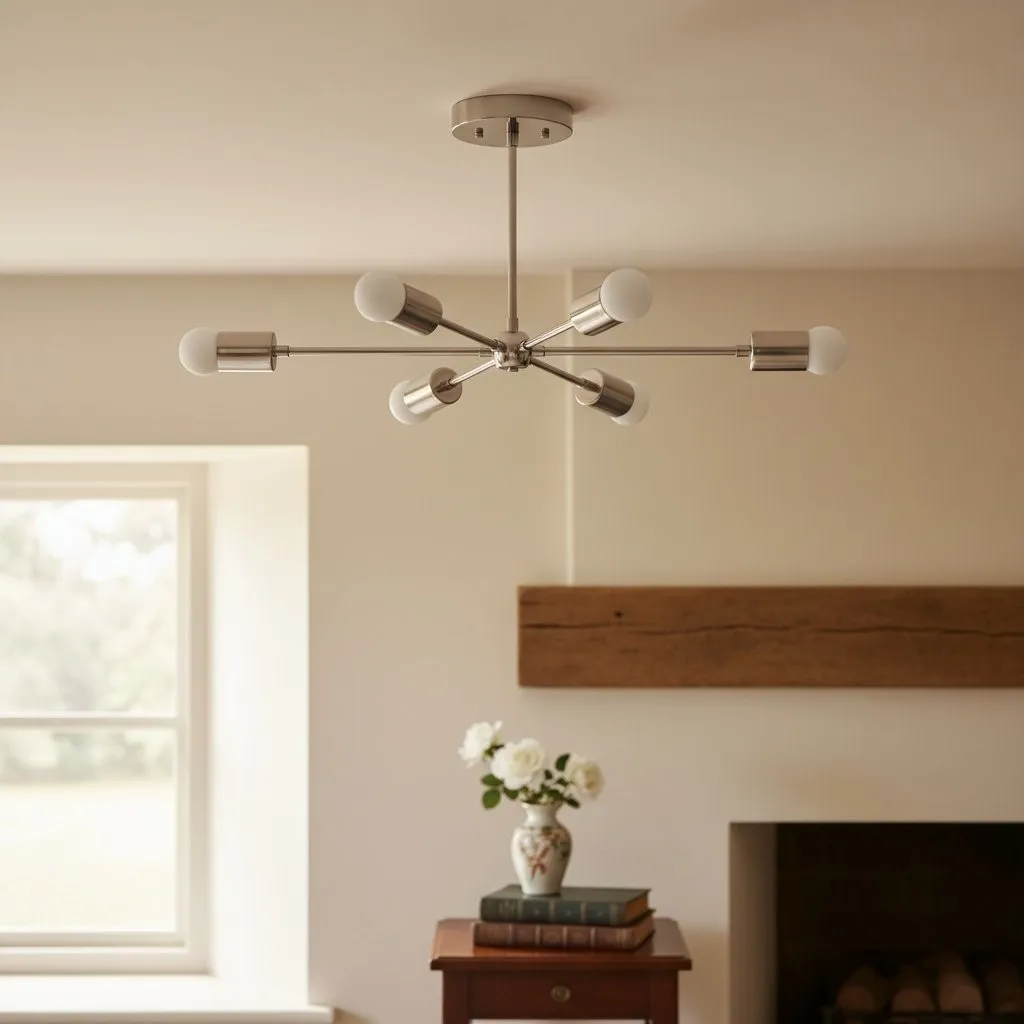 Mobilux Line Mid Century Modern Chandelier - 6 Heads Hanging Light KL1408