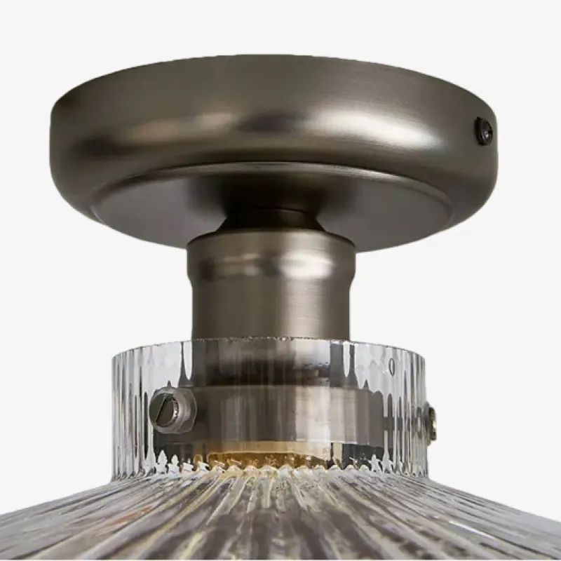 Ribora Ribbed Glass Flush Mount Ceiling Light - Industrial Vintage Style Indoor Lighting KL2203