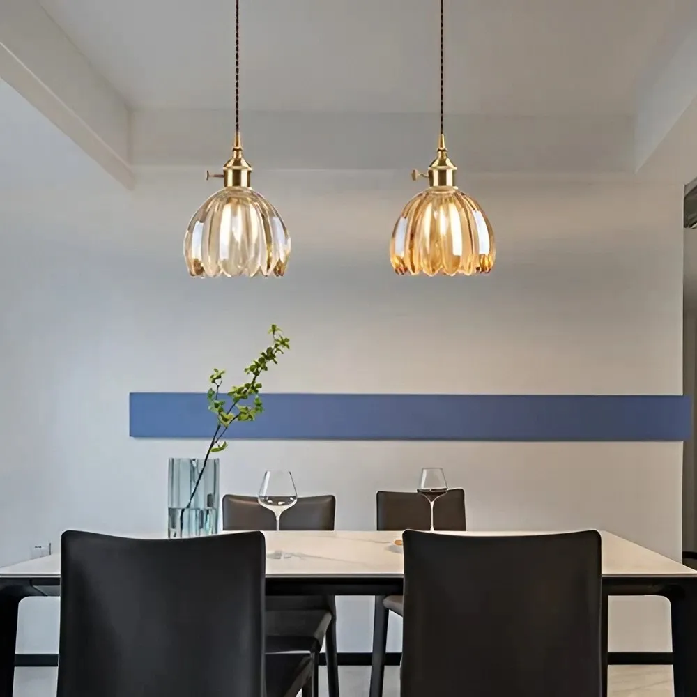 Vintage Glass Flower Pendant Light KL61