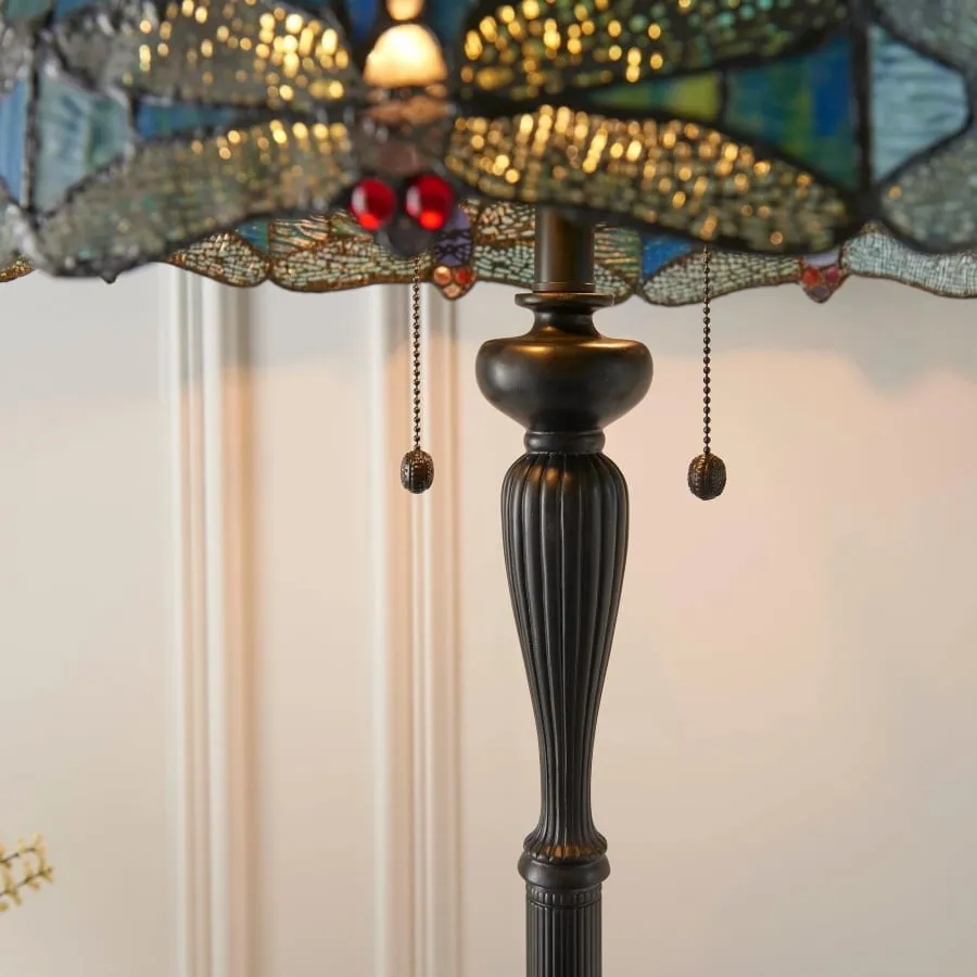 TiffStar Art Glass Floor Lamp with Ornamental Pattern Shade - Standing Light for Living Rooms KL1895