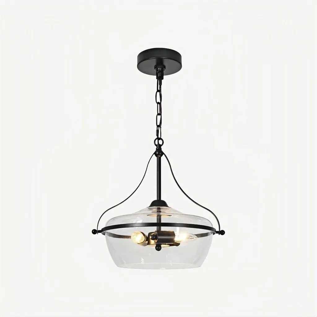 Lirra Modern Glass Bowl Shade Pendant Light - Kitchen Island or Dining Lighting KL1716