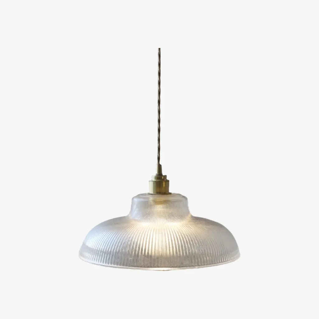 Ribilux Ribbed Pendant Light - Vintage Glass and Metal for Kitchen and Dining Room KL2262