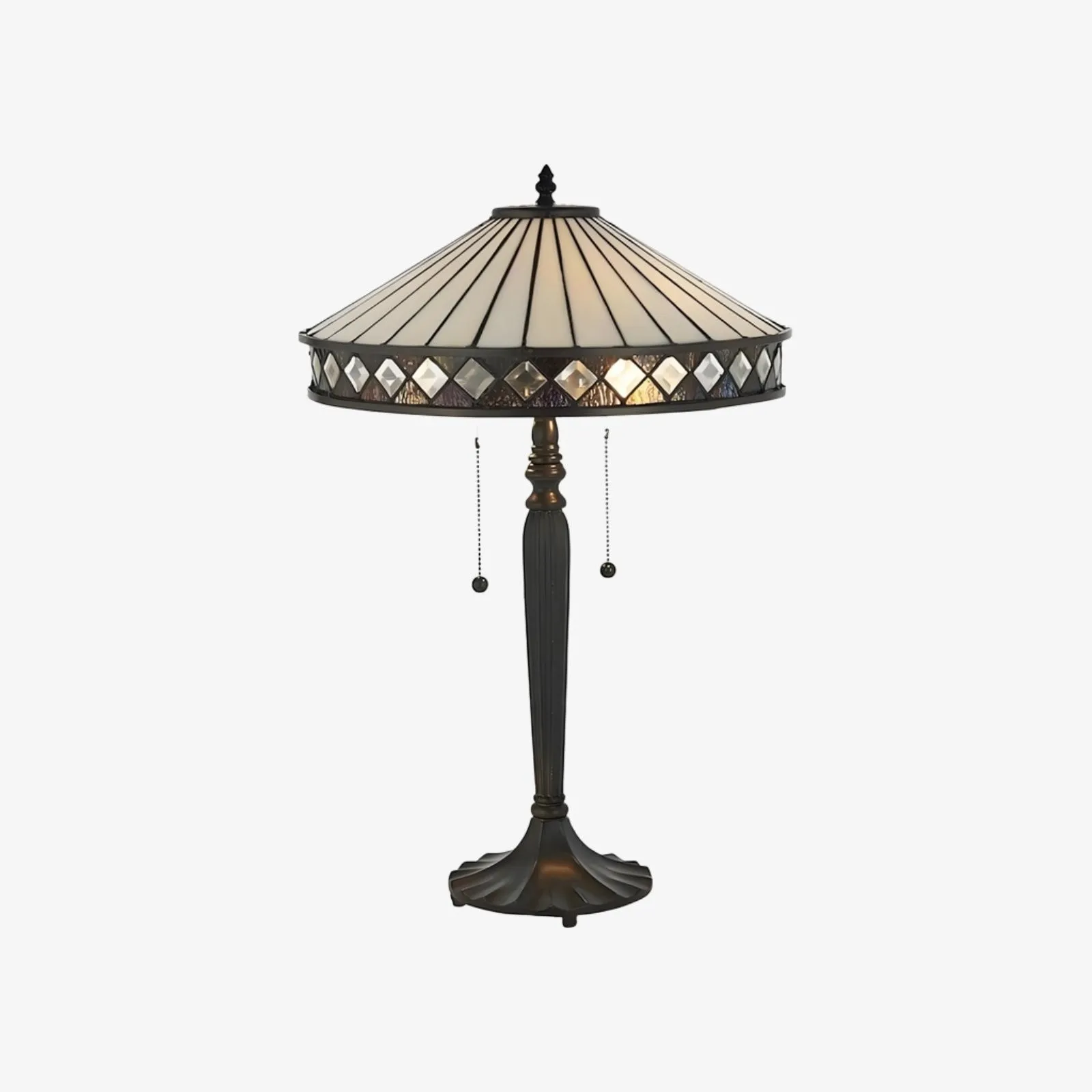 TF Fargo Geometric Stained Glass Table and Floor Lamp - Vintage Art Deco Lamp for Living Room KL1963