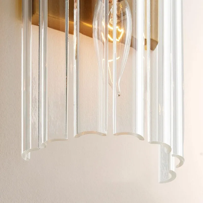 Elegant Gold Fluted Crystal Wall Sconce KL891