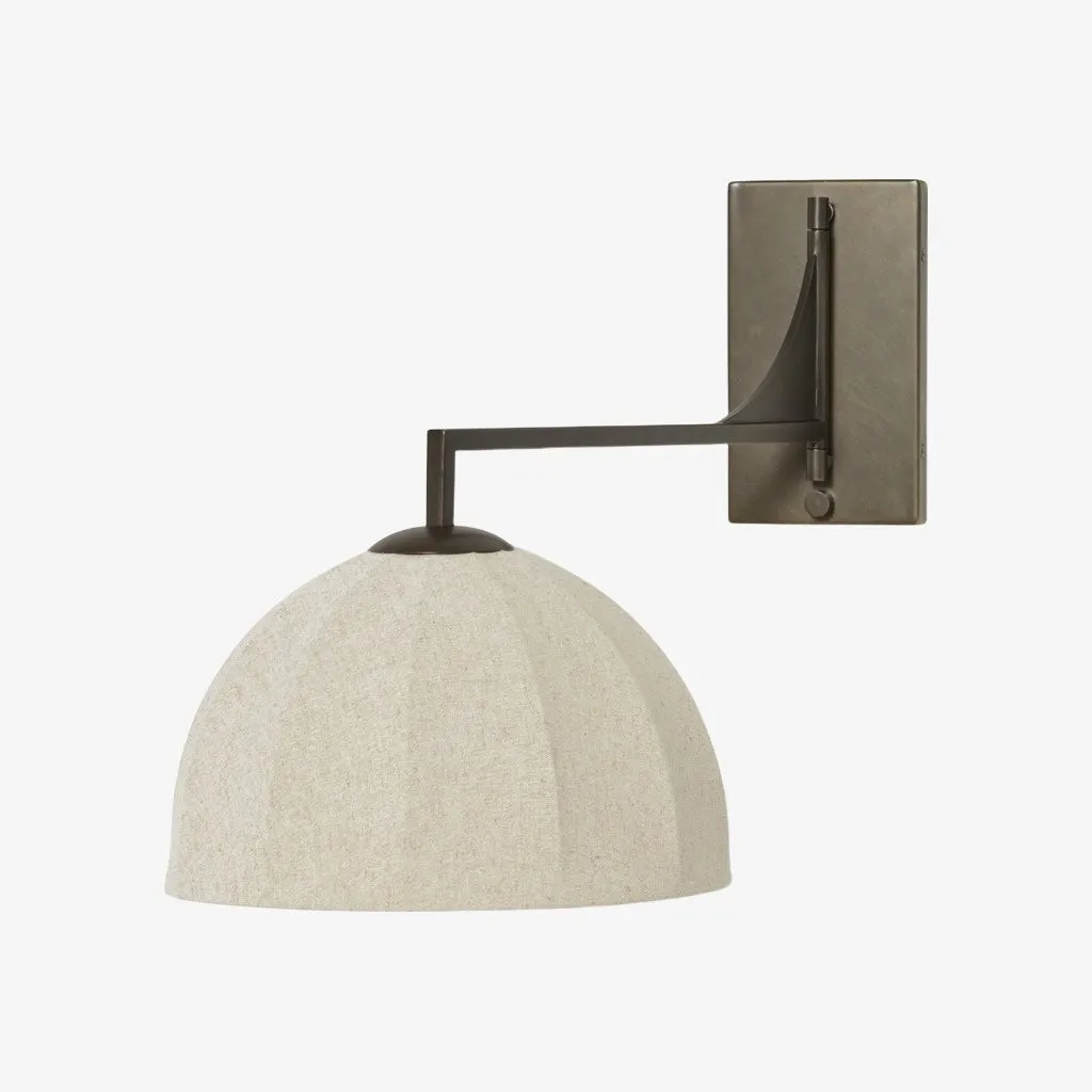 Lumarys Swing-Arm Sconce - Sculptural Linen Shade Wall Lamp in Organic Style for Living or Bedroom KL1624