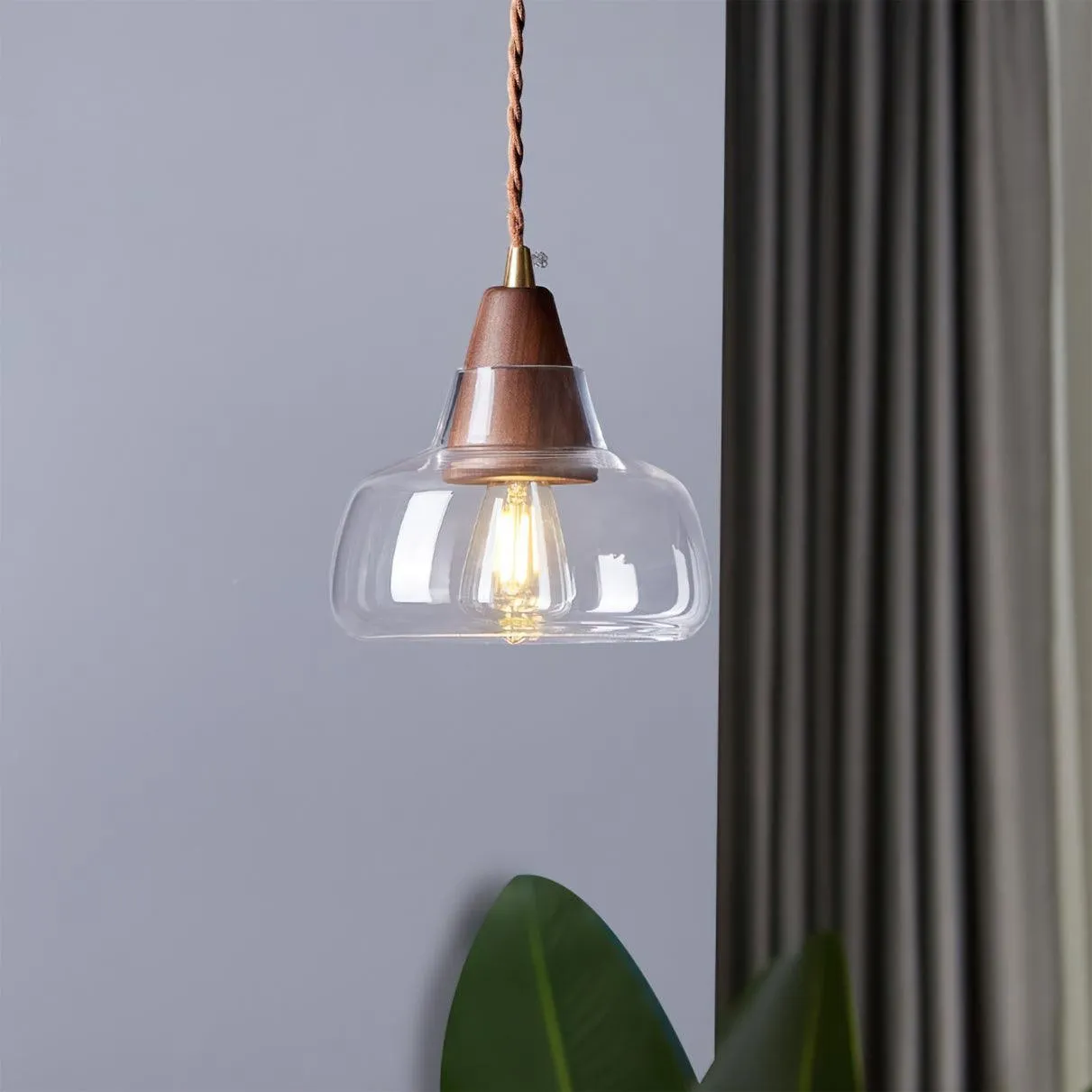 Walnut Glass Pendant Lamp KL751