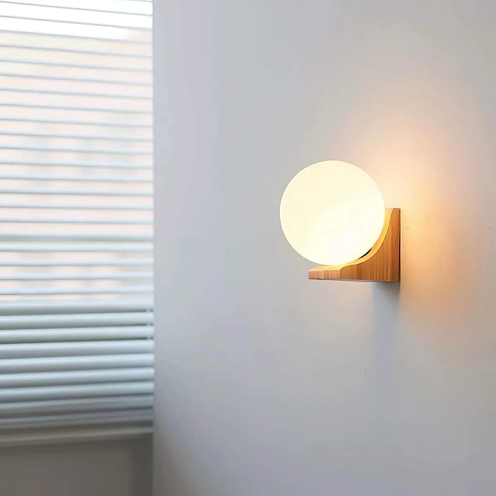 Minimalist Wooden Geometric Bracket Glass Globe Wall Lamp KL361