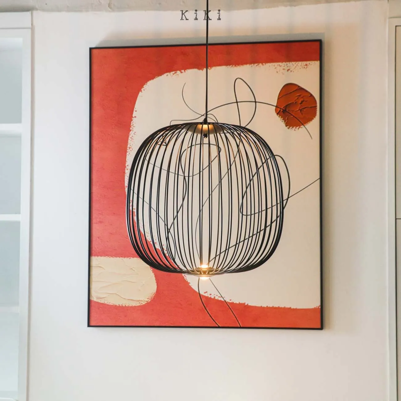 Metal Frame Spokes Pendant Light - Airy Wire Design Lighting for Kitchen Island