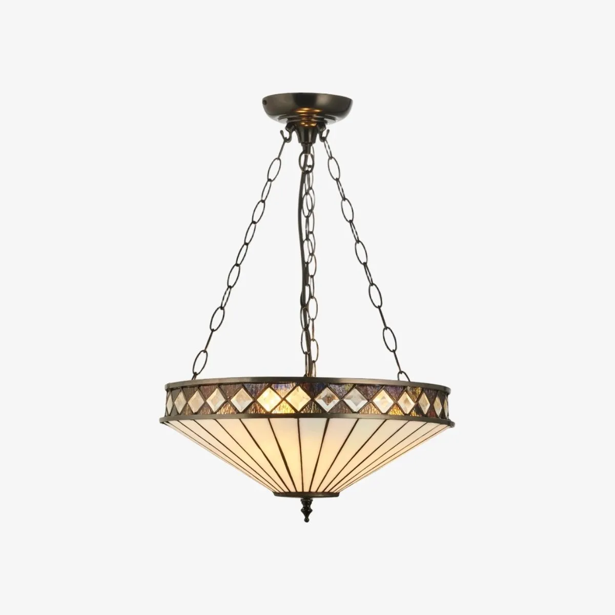 TF Fargo Stained Glass Pendant Light - Tiffany Style Inverted Pendant Lamp for Kitchen KL1934