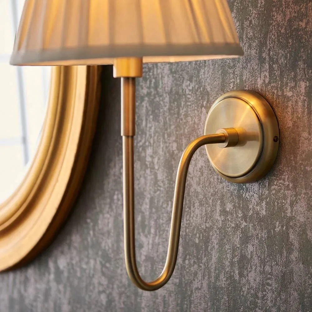 Ivoralux Tapered Fabric Wall Light - Modern Classic Curved Arm Sconce for Hallways or Bedrooms KL1900