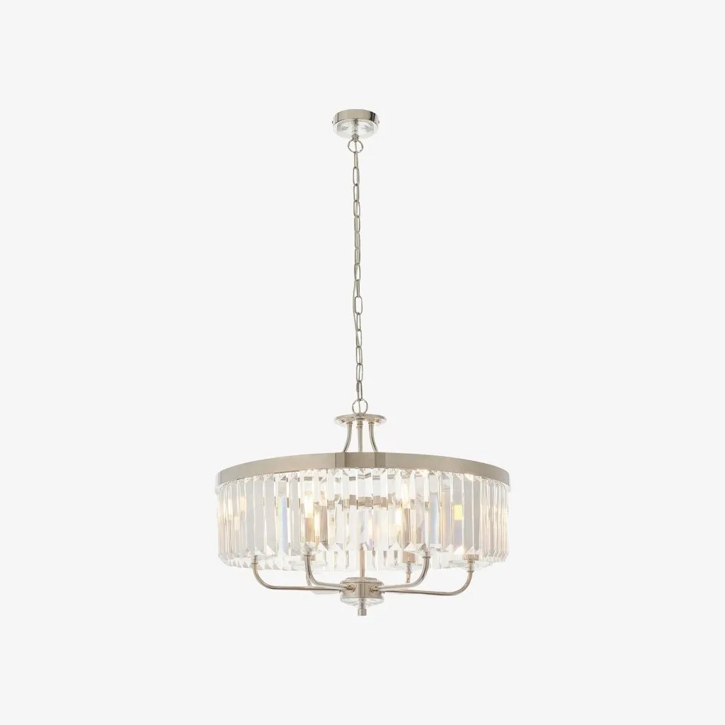 Beveline 6 Light Round Pendant - Cut Glass Shades Elegant Metal Frame for Dining Kitchen Island KL1823