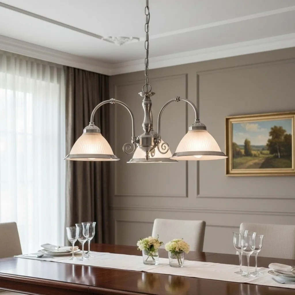 TF Vintora Ribbed Glass Pendant Light - Elegant Metal Trim for Kitchens, Dining Areas and Hallways KL1978
